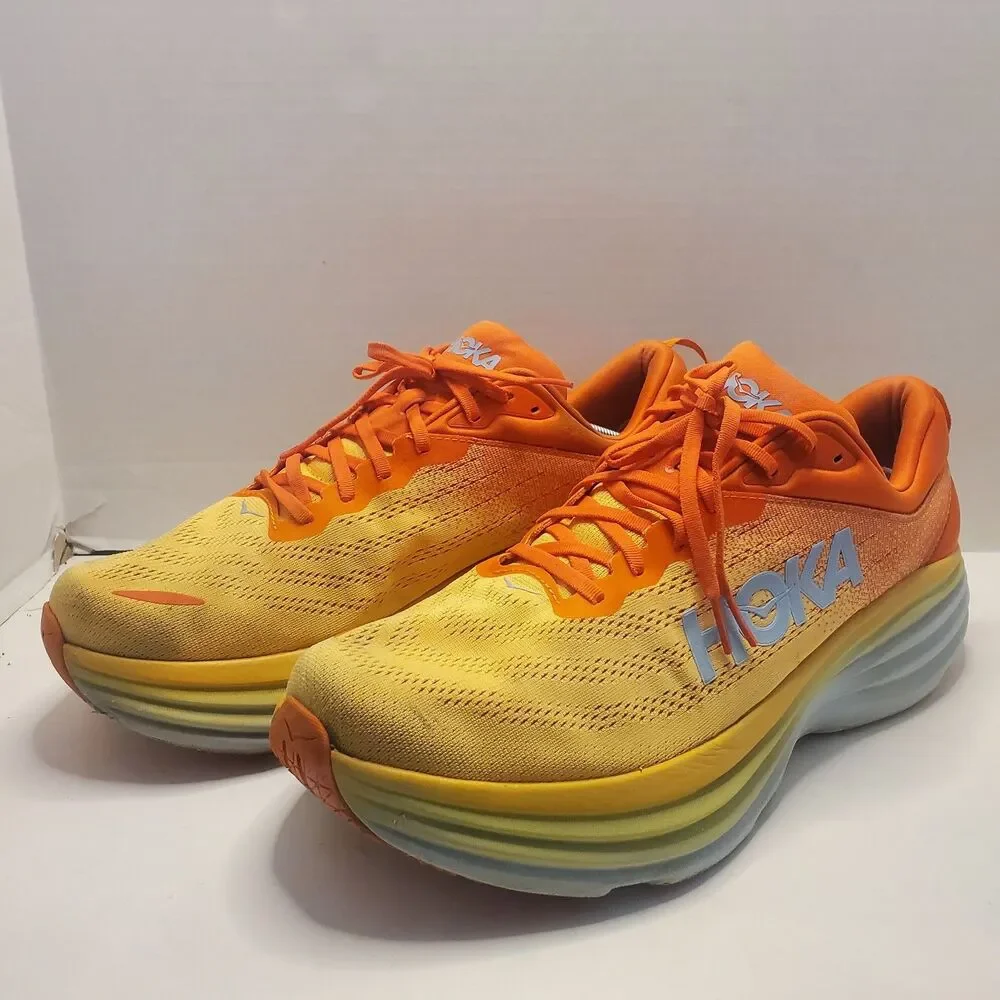 HOKA Bondi 8 Men’s 14 2E Wide Amber Yellow Running Shoes